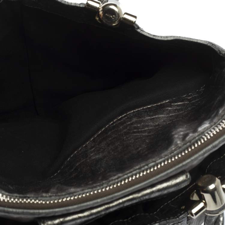 Pre Owned Chloe Metallic Textured Leather Heloise Satchel