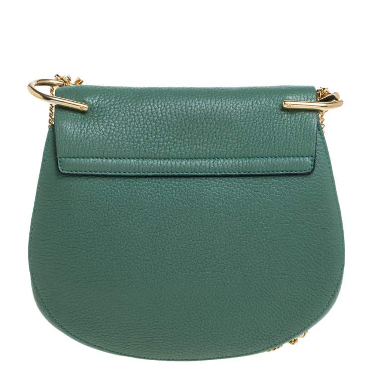 Pre Owned Chloe Green Leather Medium Drew Shoulder Bag