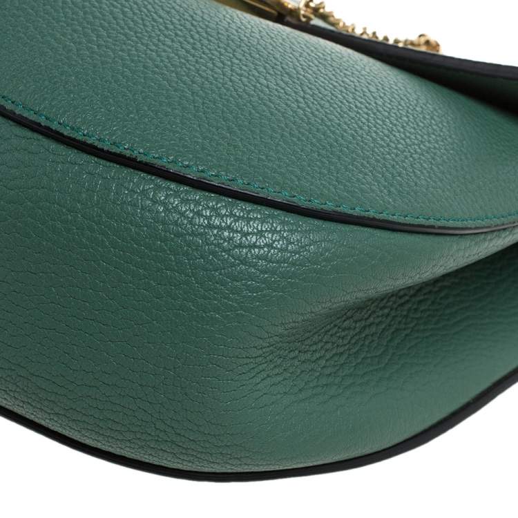 Pre Owned Chloe Green Leather Medium Drew Shoulder Bag