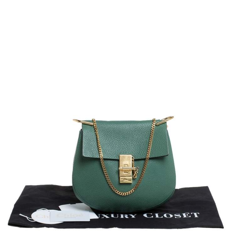 Pre Owned Chloe Green Leather Medium Drew Shoulder Bag