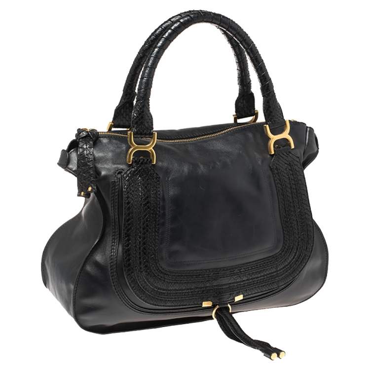 Pre Owned Chloe Black Leather Large Marcie Satchel