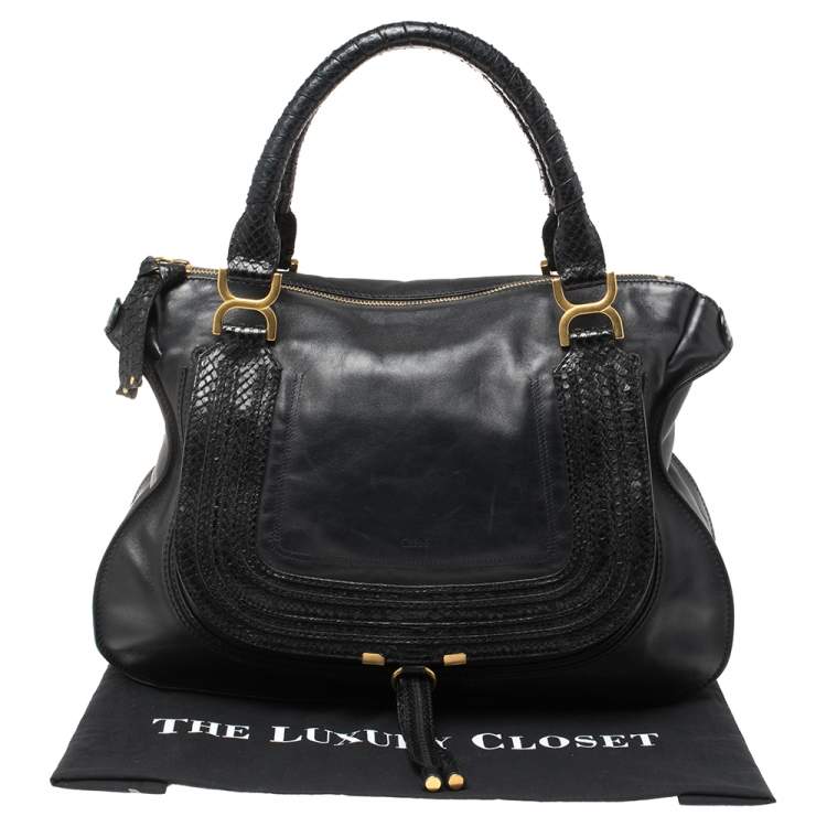 Pre Owned Chloe Black Leather Large Marcie Satchel