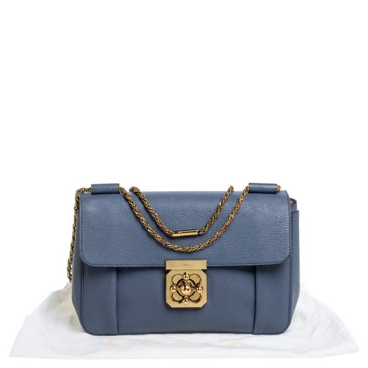 Pre Owned Chloe Blue Leather Medium Elsie Shoulder Bag