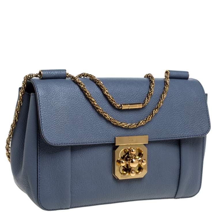 Pre Owned Chloe Blue Leather Medium Elsie Shoulder Bag