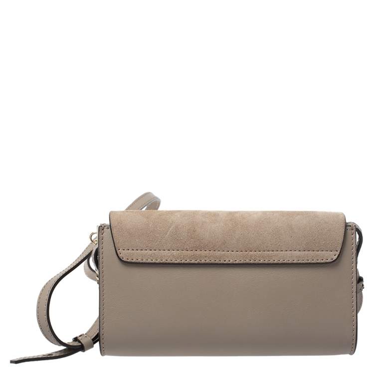 Pre Owned Chloe Grey Leather and Suede Mini Faye Shoulder Bag