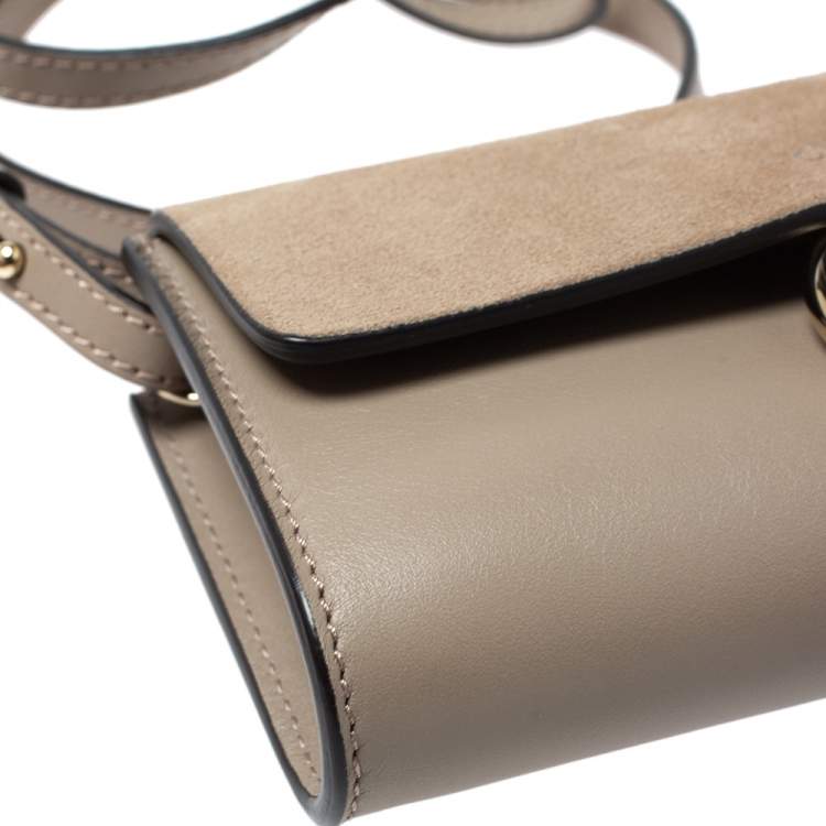Pre Owned Chloe Grey Leather and Suede Mini Faye Shoulder Bag