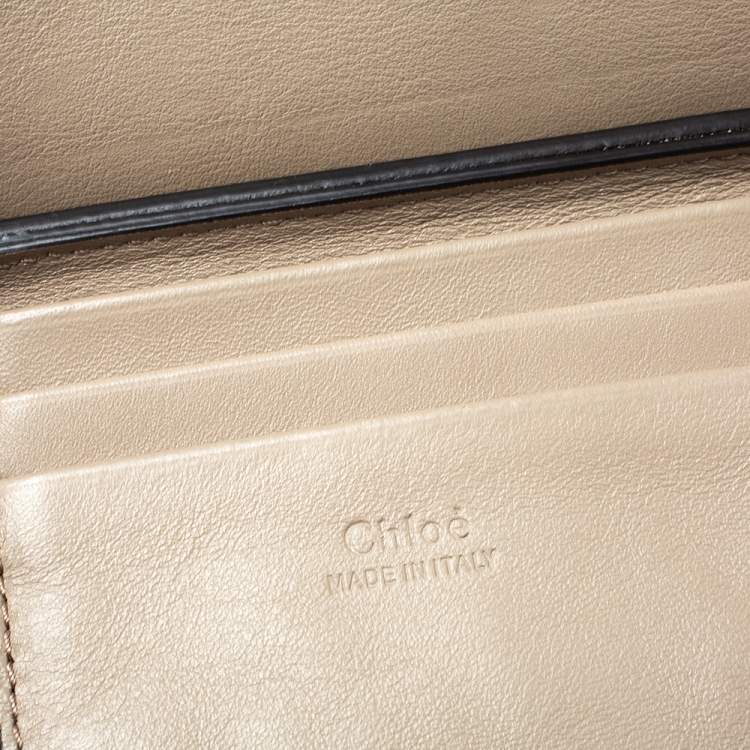 Pre Owned Chloe Grey Leather and Suede Mini Faye Shoulder Bag