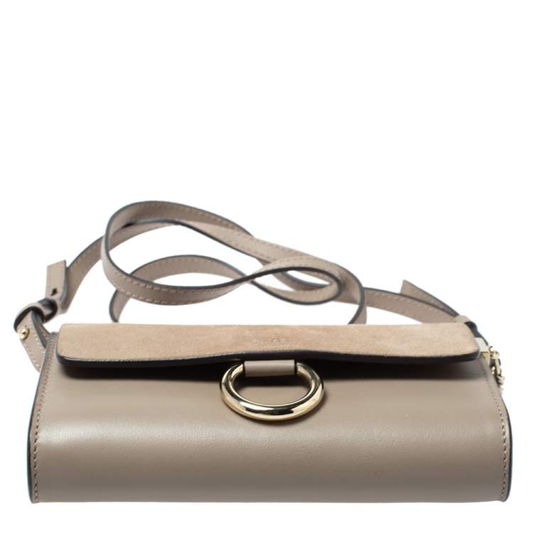 Pre Owned Chloe Grey Leather and Suede Mini Faye Shoulder Bag