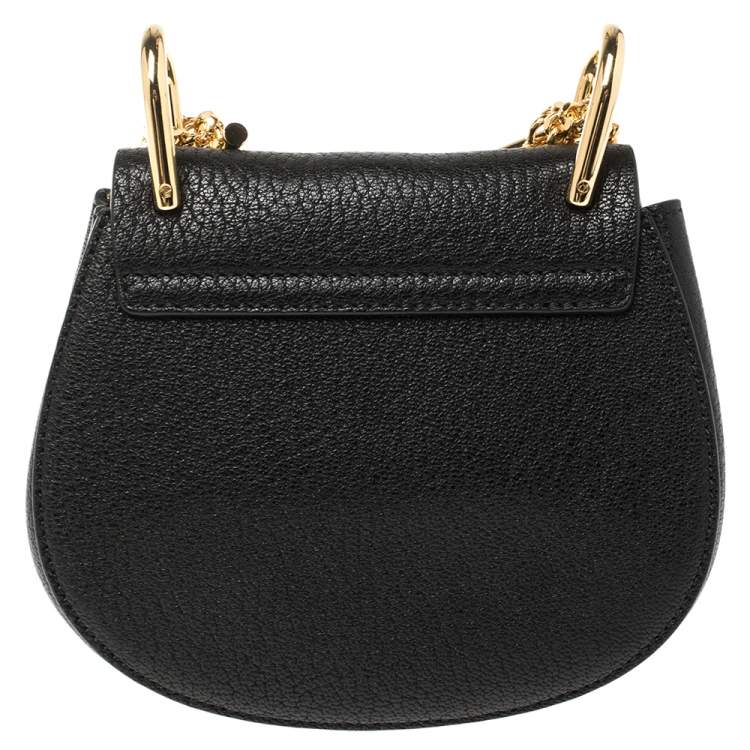 Pre Owned Chloe Black Grained Leather Nano Drew Shoulder Bag