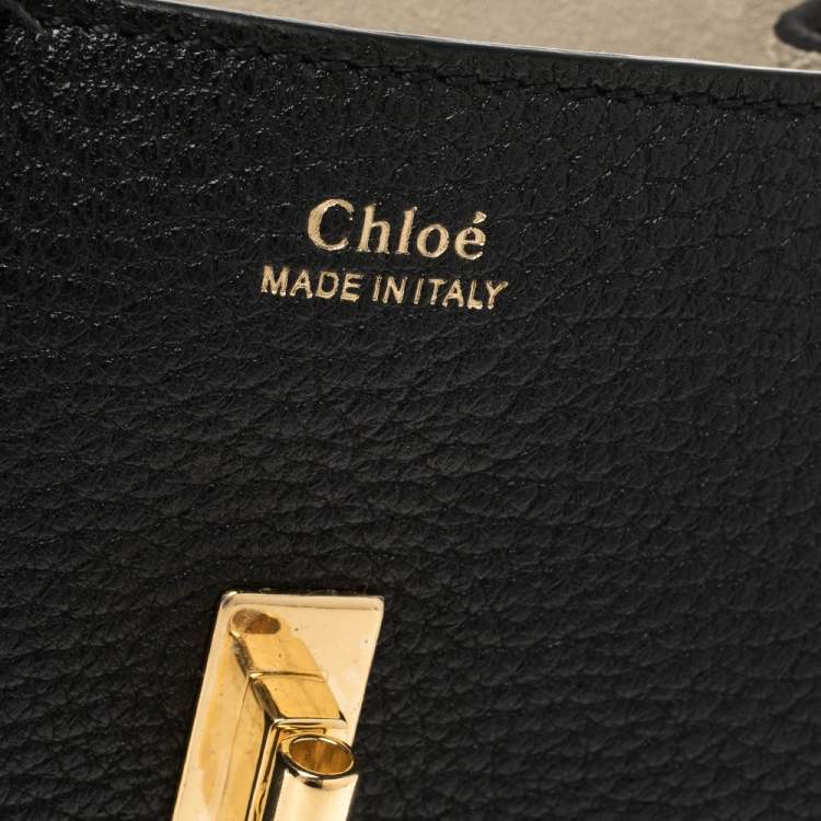 Pre Owned Chloe Black Grained Leather Nano Drew Shoulder Bag
