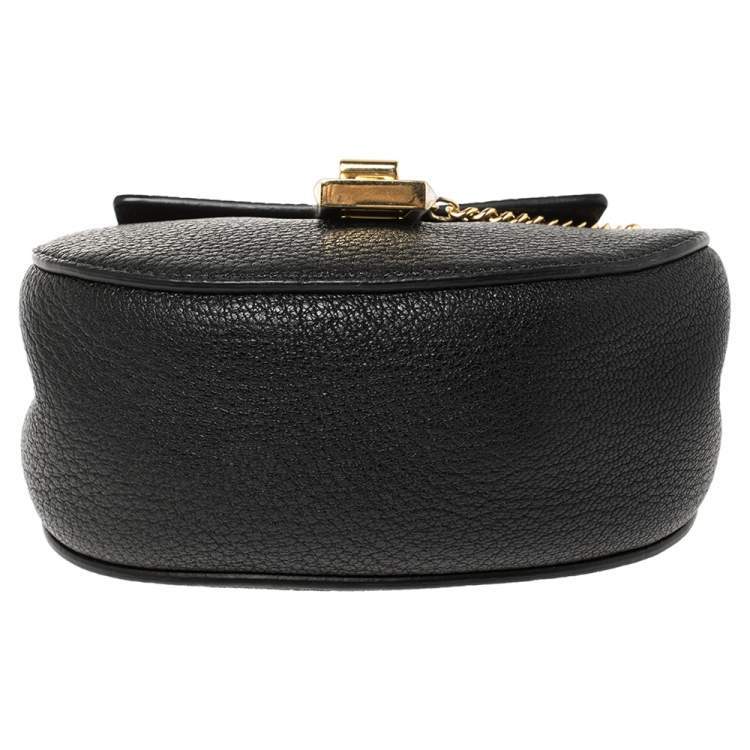 Pre Owned Chloe Black Grained Leather Nano Drew Shoulder Bag