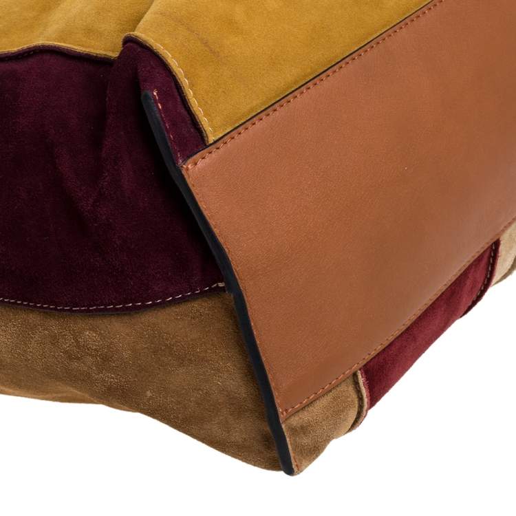 Pre Owned Chloe Multicolor Suede and Leather Keri Striped Tote