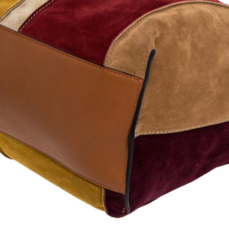 Pre Owned Chloe Multicolor Suede and Leather Keri Striped Tote