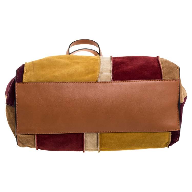 Pre Owned Chloe Multicolor Suede and Leather Keri Striped Tote