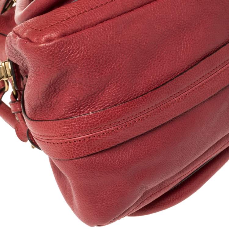 Pre Owned Chloé Red Leather Medium Paraty Shoulder Bag