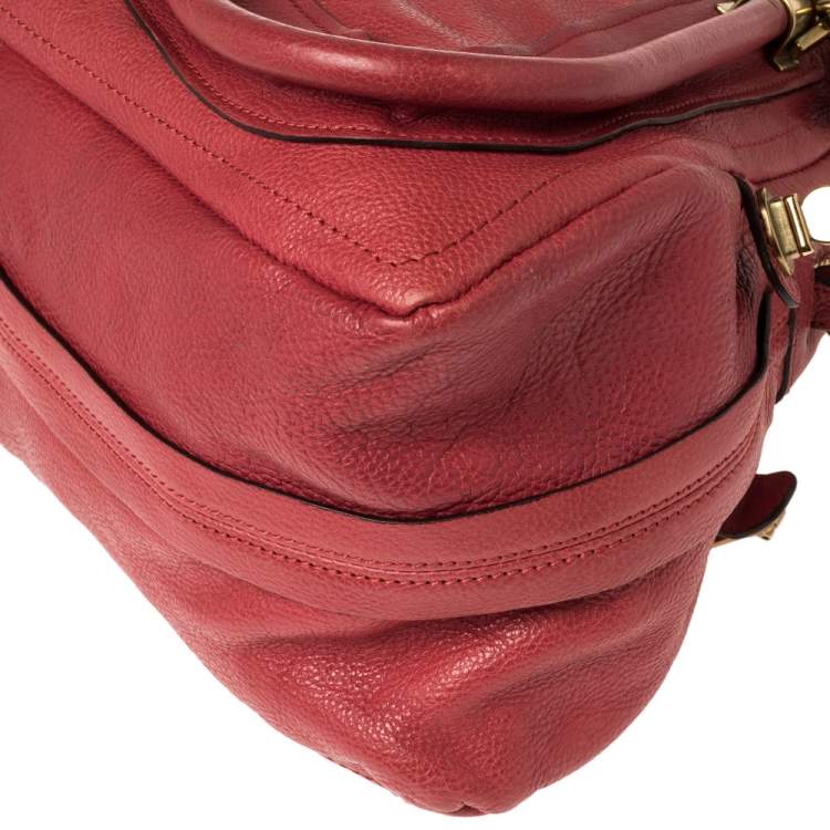 Pre Owned Chloé Red Leather Medium Paraty Shoulder Bag