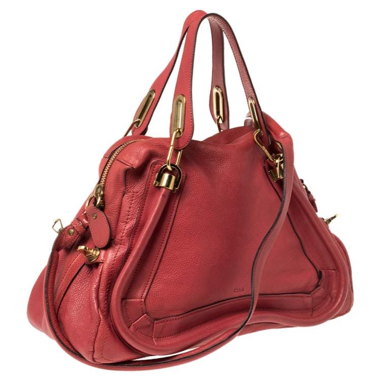Pre Owned Chloé Red Leather Medium Paraty Shoulder Bag