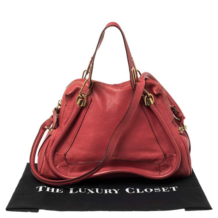 Pre Owned Chloé Red Leather Medium Paraty Shoulder Bag