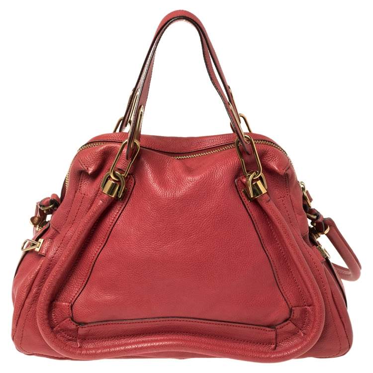 Pre Owned Chloé Red Leather Medium Paraty Shoulder Bag