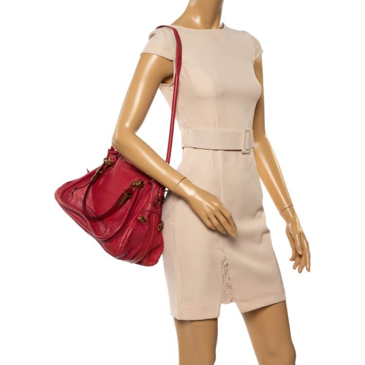 Pre Owned Chloé Red Leather Medium Paraty Shoulder Bag