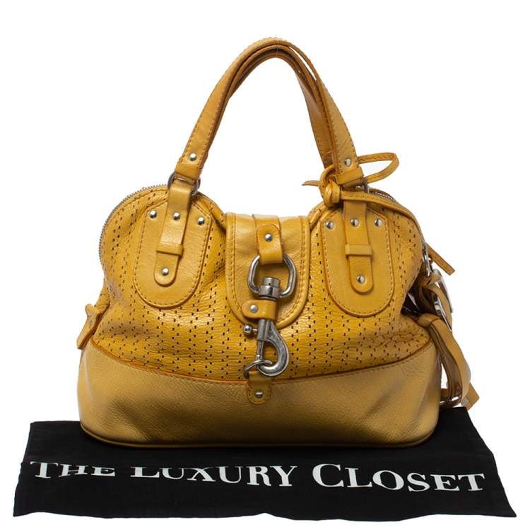 Pre Owned Chloe Yellow Leather Laser Cut Satchel
