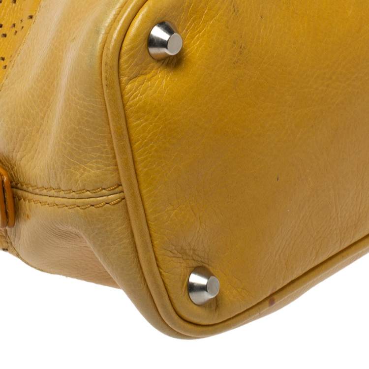 Pre Owned Chloe Yellow Leather Laser Cut Satchel
