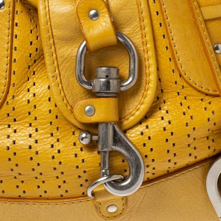Pre Owned Chloe Yellow Leather Laser Cut Satchel