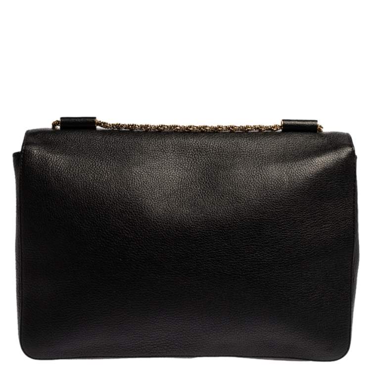 Pre Owned Chloe Black Leather Large Elsie Shoulder Bag