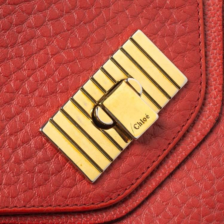 Pre Owned Chloe Cinammon Red Leather Medium Sally Flap Shoulder Bag