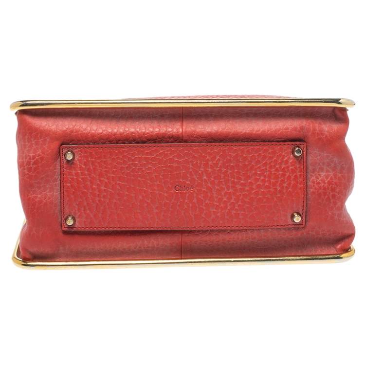 Pre Owned Chloe Cinammon Red Leather Medium Sally Flap Shoulder Bag