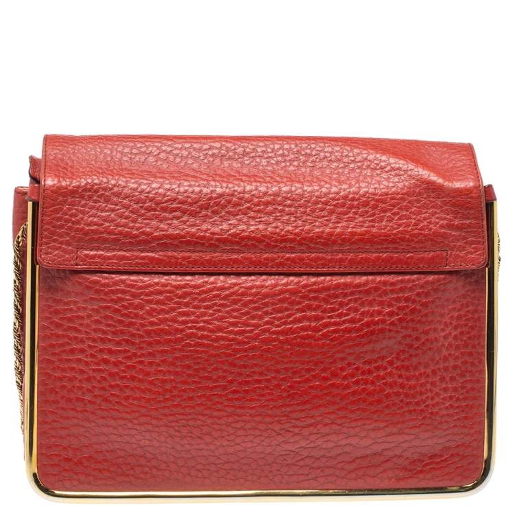 Pre Owned Chloe Cinammon Red Leather Medium Sally Flap Shoulder Bag