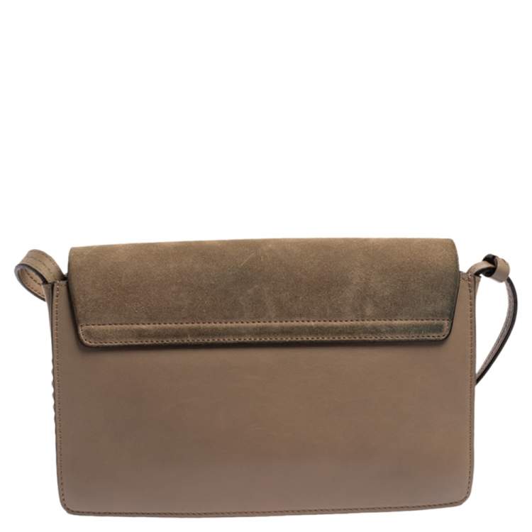 Pre Owned Chloe Dark Beige Leather and Suede Faye Shoulder Bag