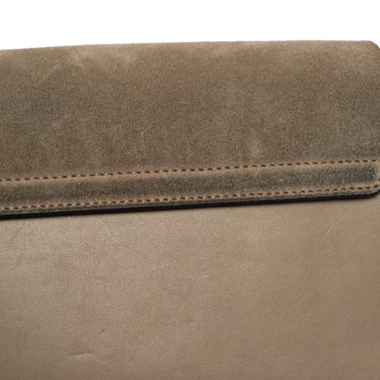 Pre Owned Chloe Dark Beige Leather and Suede Faye Shoulder Bag