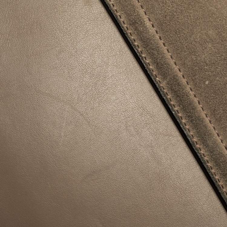 Pre Owned Chloe Dark Beige Leather and Suede Faye Shoulder Bag
