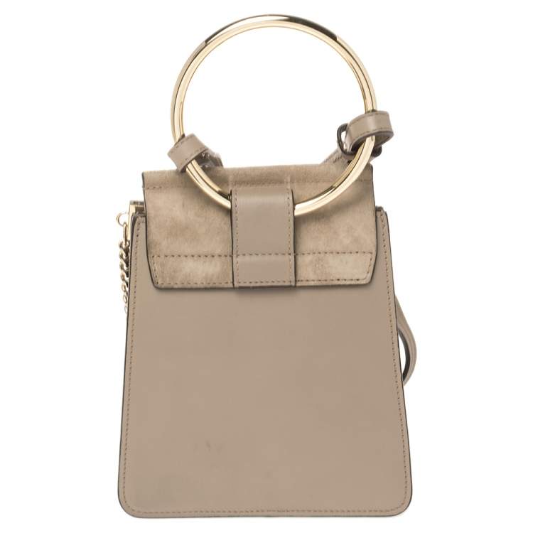 Pre Owned Chloe Dark Beige Leather and Suede Mini Faye Crossbody Bag