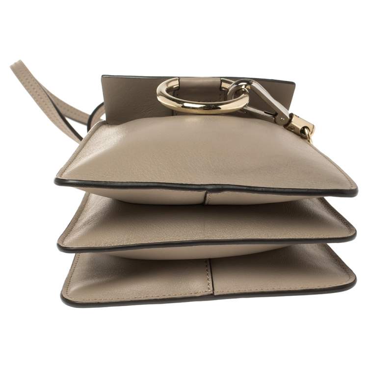 Pre Owned Chloe Dark Beige Leather and Suede Mini Faye Crossbody Bag