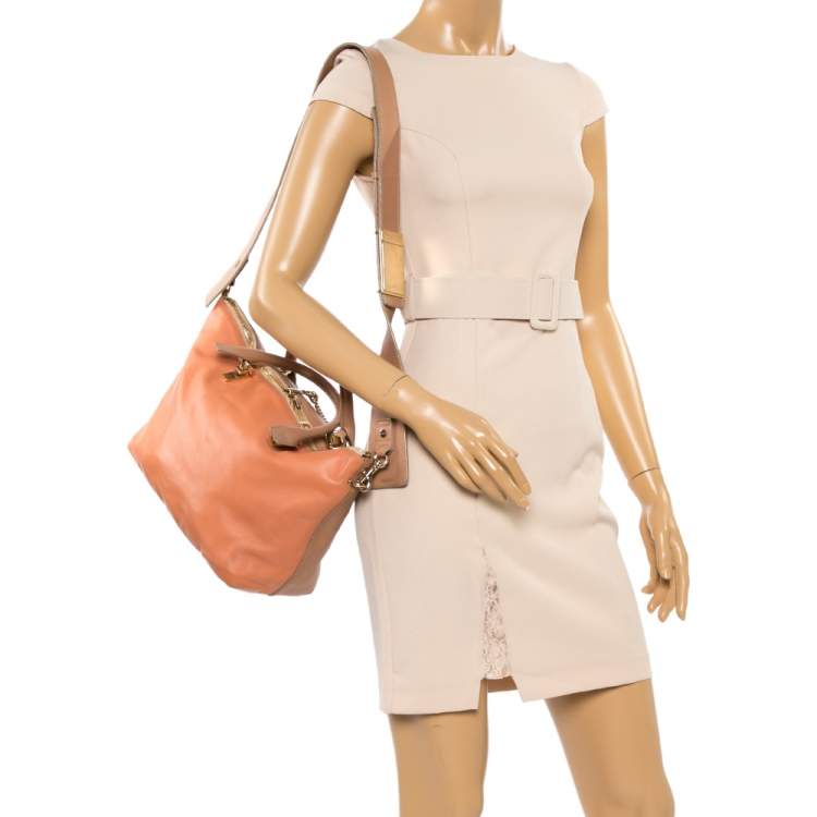 مملوكة مسبقًا Chloe Beige/Peach Leather Medium Baylee Tote