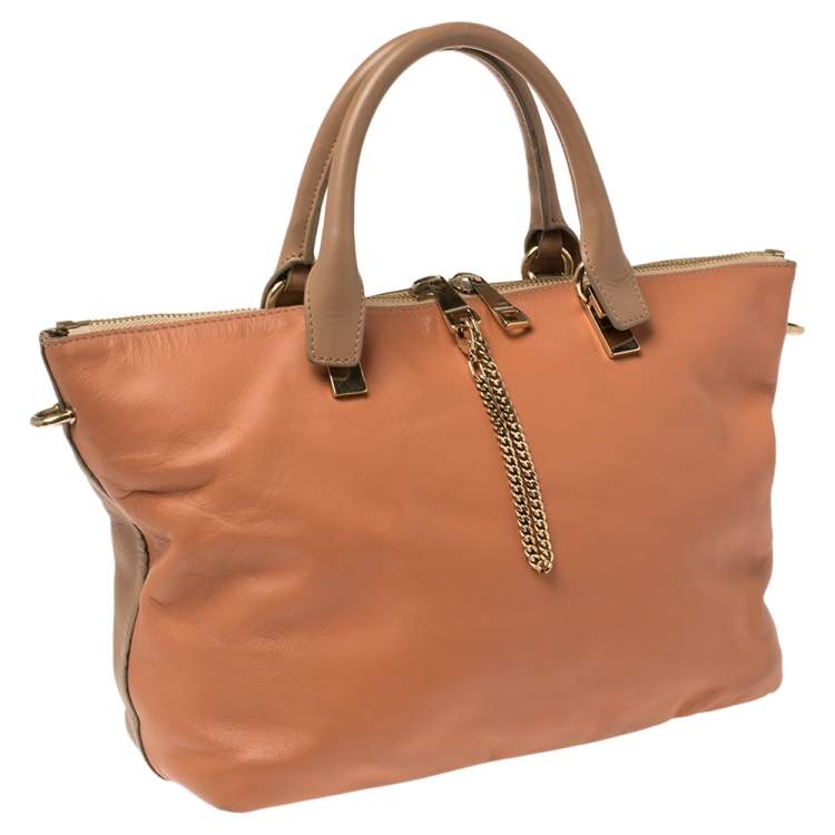 مملوكة مسبقًا Chloe Beige/Peach Leather Medium Baylee Tote
