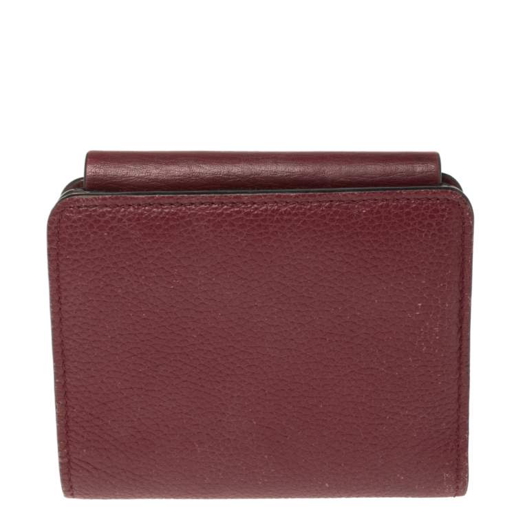 Pre Owned Chloe Burgundy Leather Drew Compact Wallet