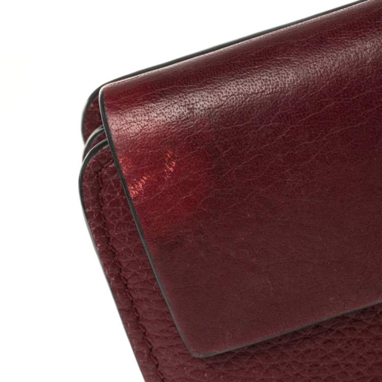 Pre Owned Chloe Burgundy Leather Drew Compact Wallet