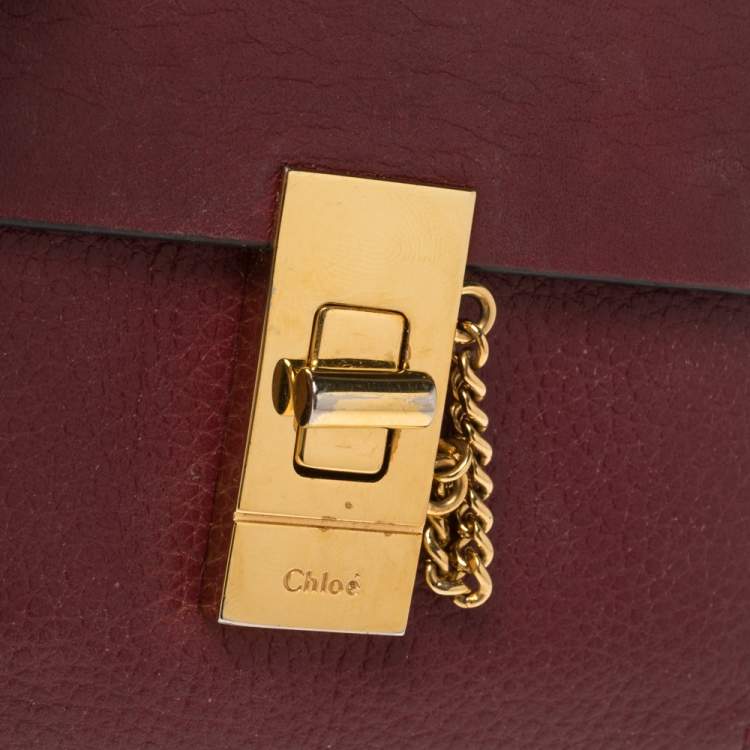 Pre Owned Chloe Burgundy Leather Drew Compact Wallet