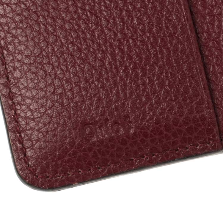 Pre Owned Chloe Burgundy Leather Drew Compact Wallet