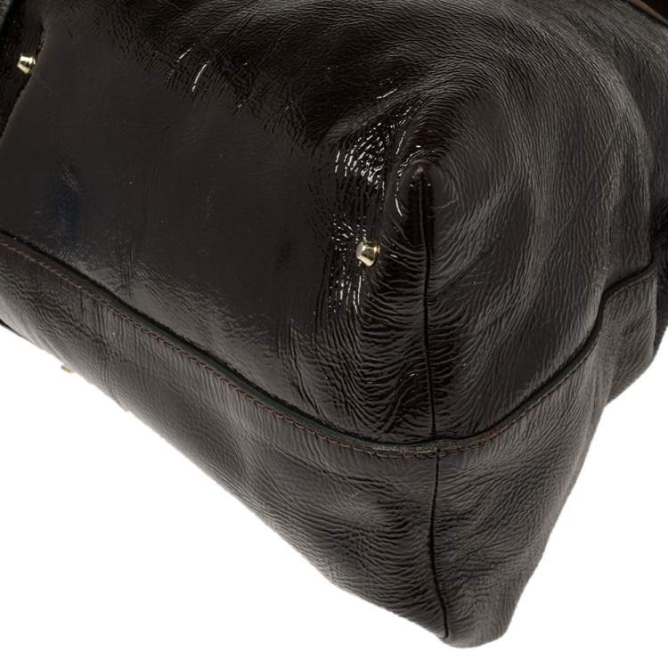 Pre Owned Chloe Dark Brown/Brown Patent Leather Paddington Dome Satchel 