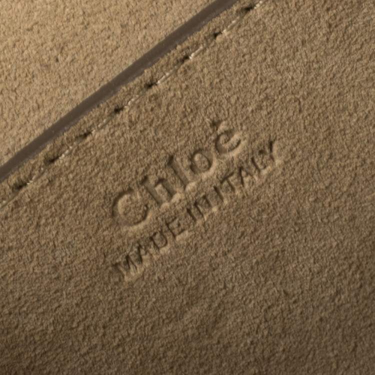 Pre Owned Chloe Beige Leather and Suede Pixie Round Crossbody Bag