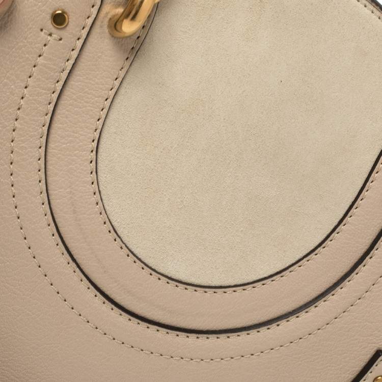 Pre Owned Chloe Beige Leather and Suede Pixie Round Crossbody Bag