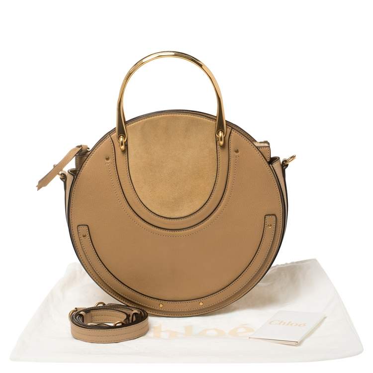 Pre Owned Chloe Beige Leather and Suede Medium Pixie Shoulder Bag 
