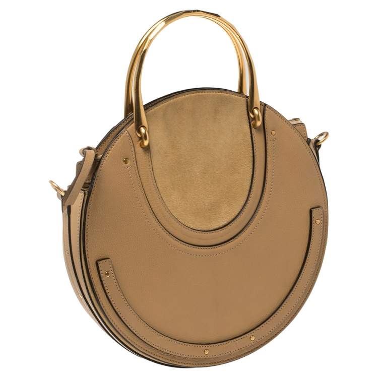Pre Owned Chloe Beige Leather and Suede Medium Pixie Shoulder Bag 