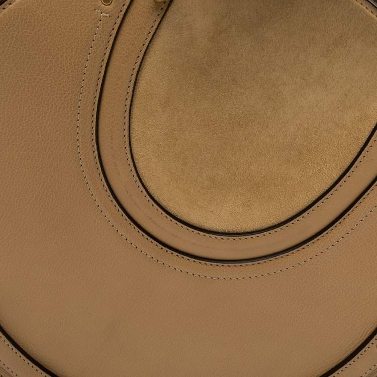 Pre Owned Chloe Beige Leather and Suede Medium Pixie Shoulder Bag 