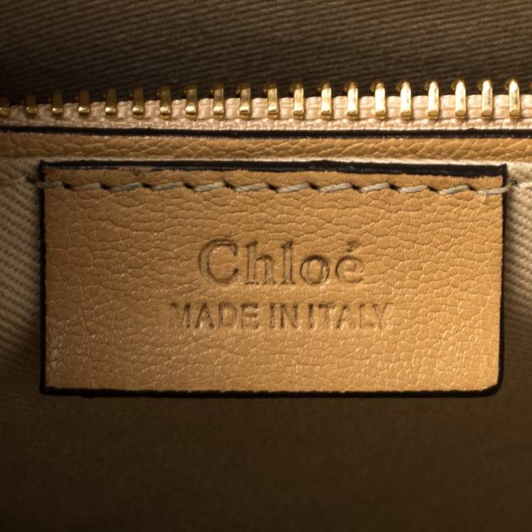 Pre Owned Chloe Beige Leather and Suede Medium Pixie Shoulder Bag 