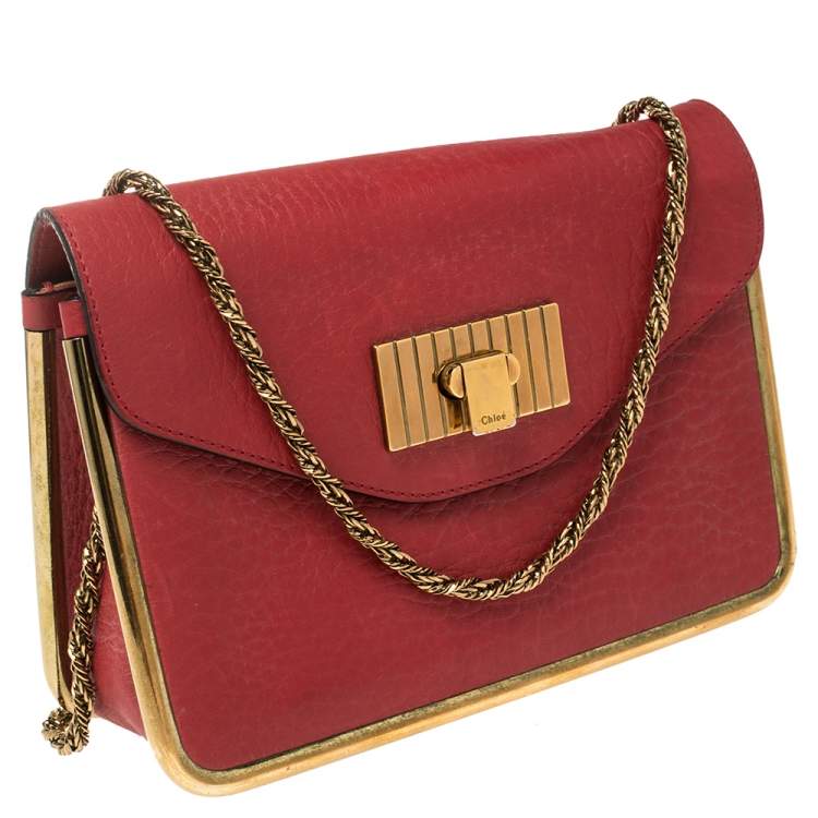 Pre Owned Chloe Red Leather Small Sally Shoulder Bag